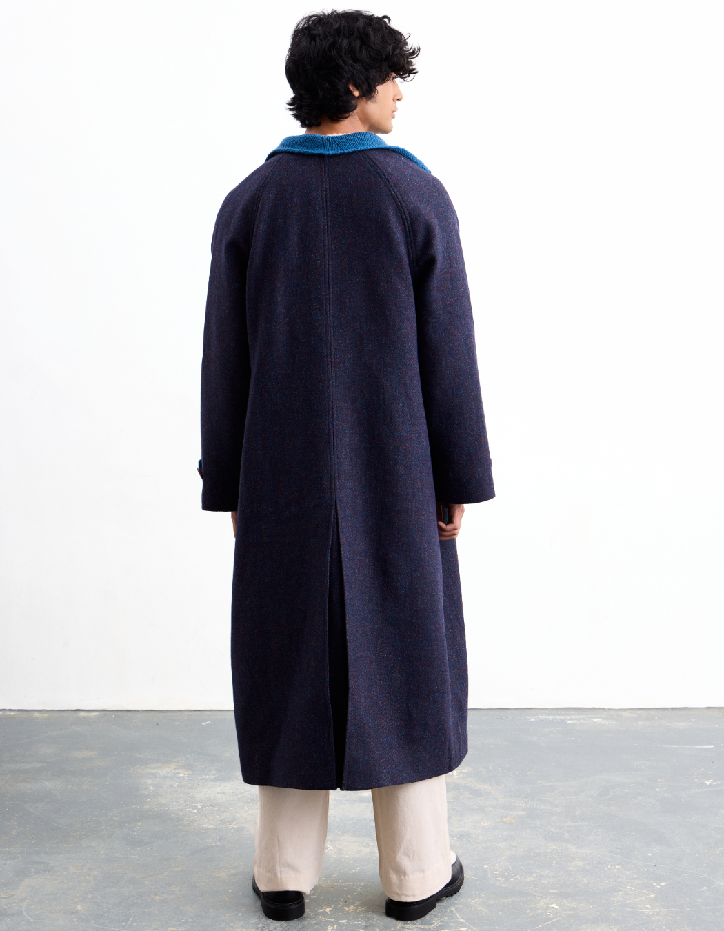 Indigo Knit Tweed Overcoat