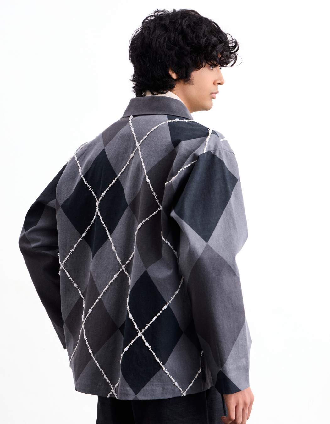 Barfi Argyle Denim Jacket