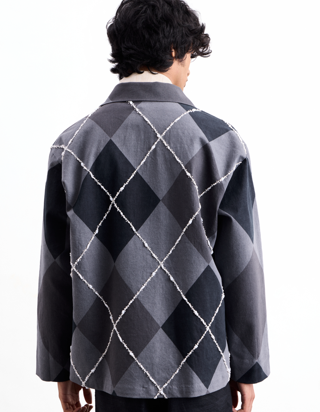 Barfi Argyle Denim Jacket