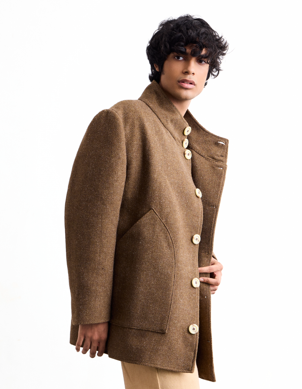 High-Neck Tweed Jacket