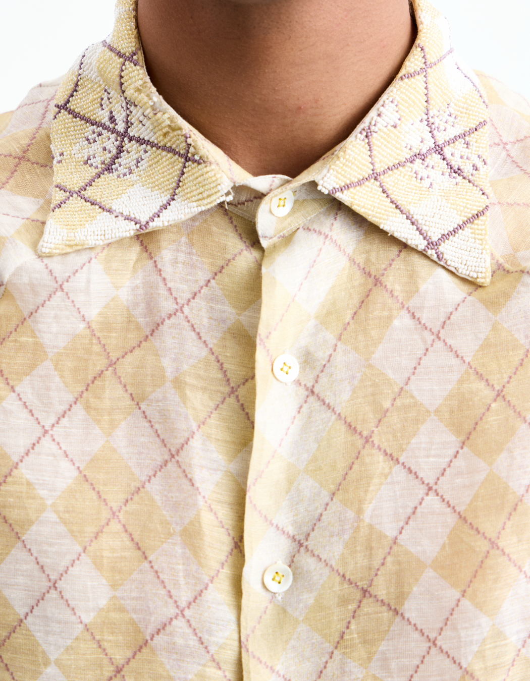 Argyle Beaded Silk Shirt