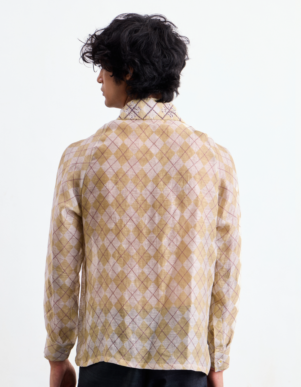 Argyle Beaded Silk Shirt