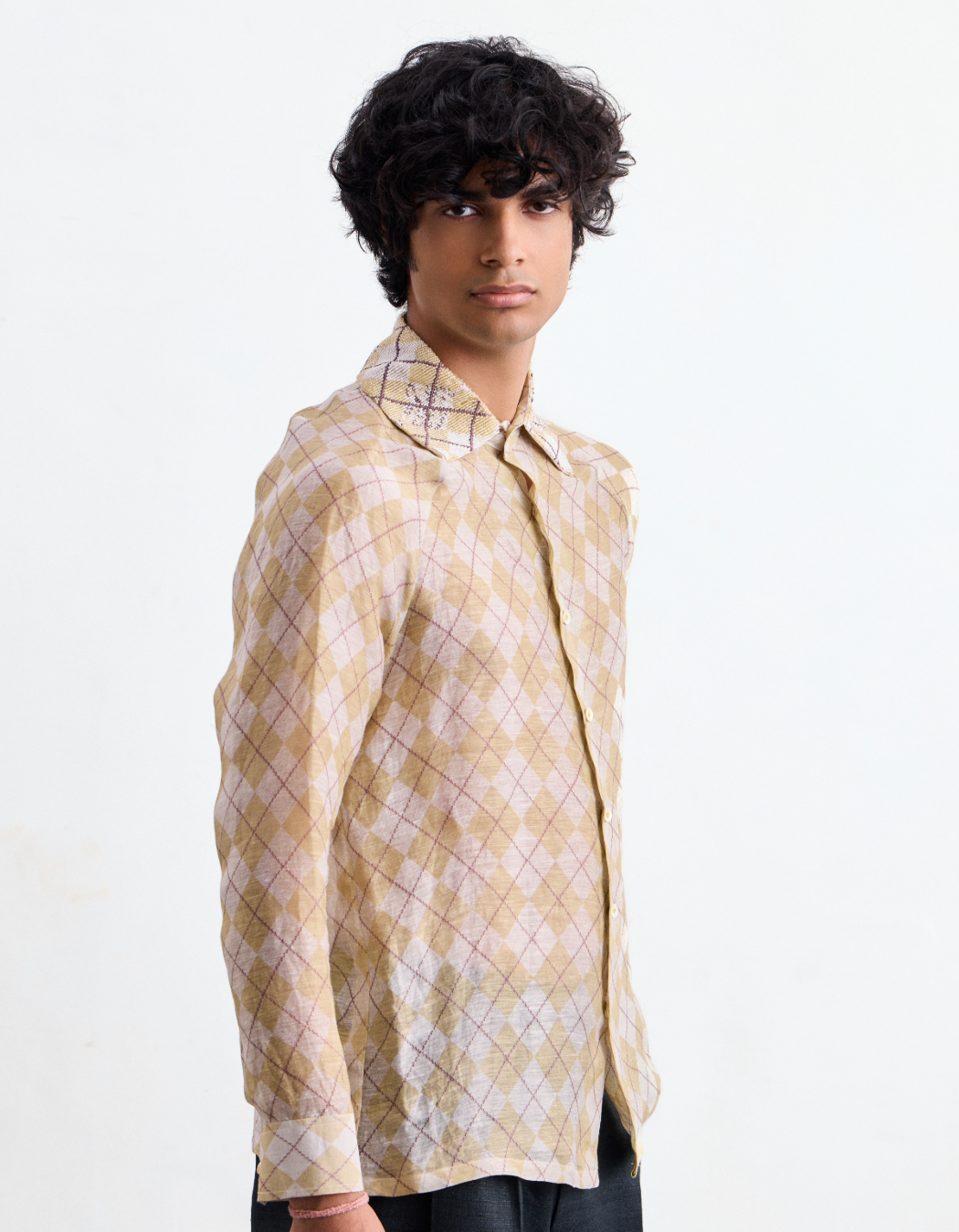 Argyle Beaded Silk Shirt