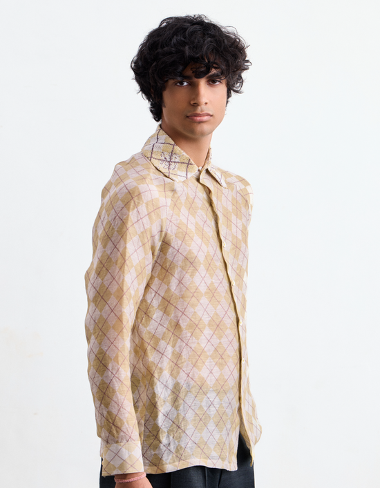 Argyle Beaded Silk Shirt