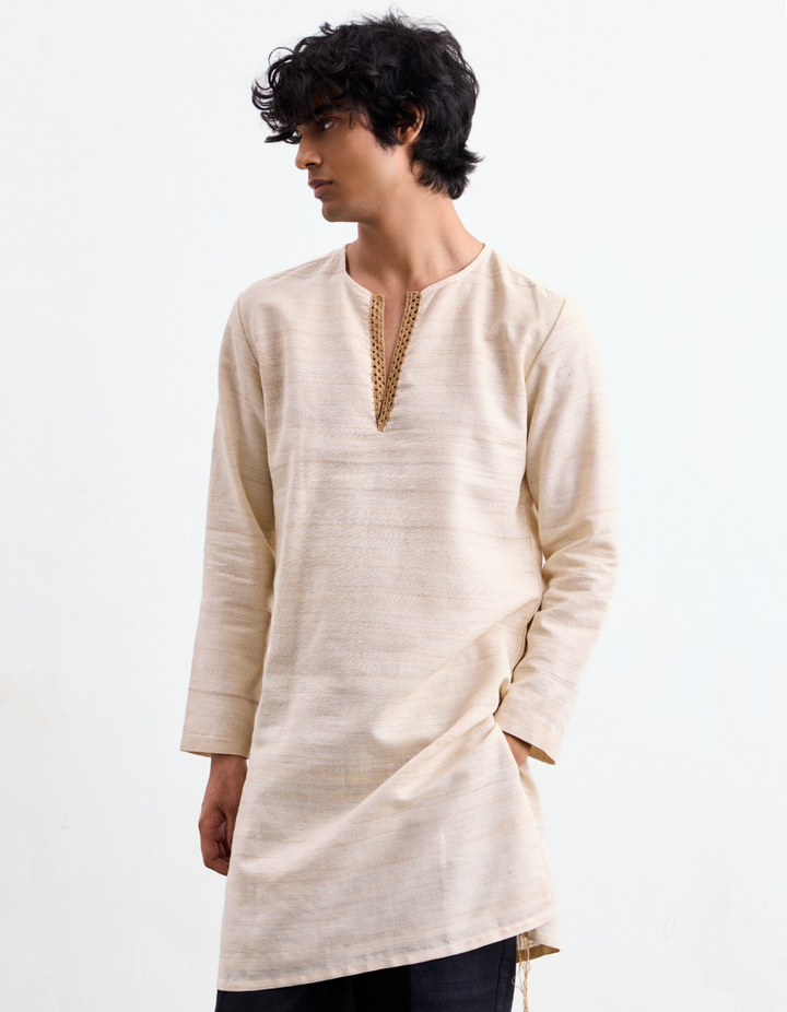 Crochet Khadi Silk Kurta