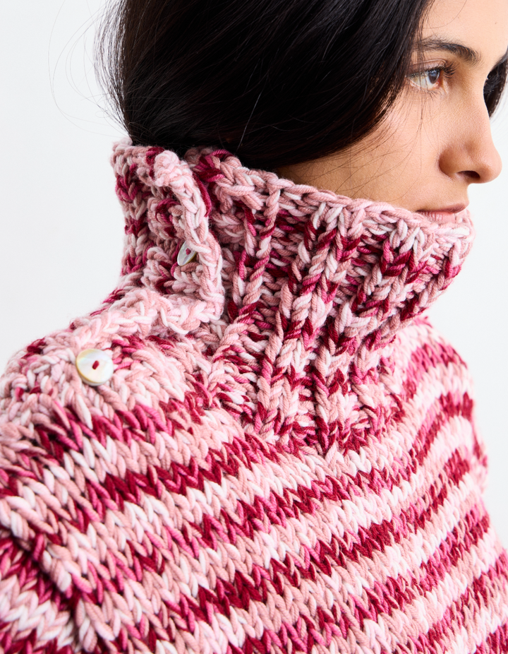 Pink Melange Stripe Sweater