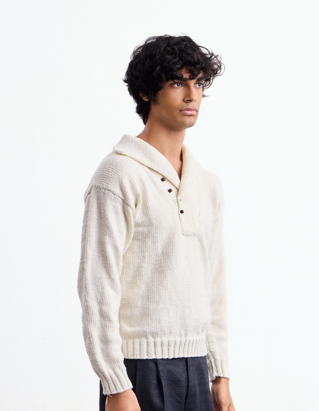 High Neck Off-White Sweater