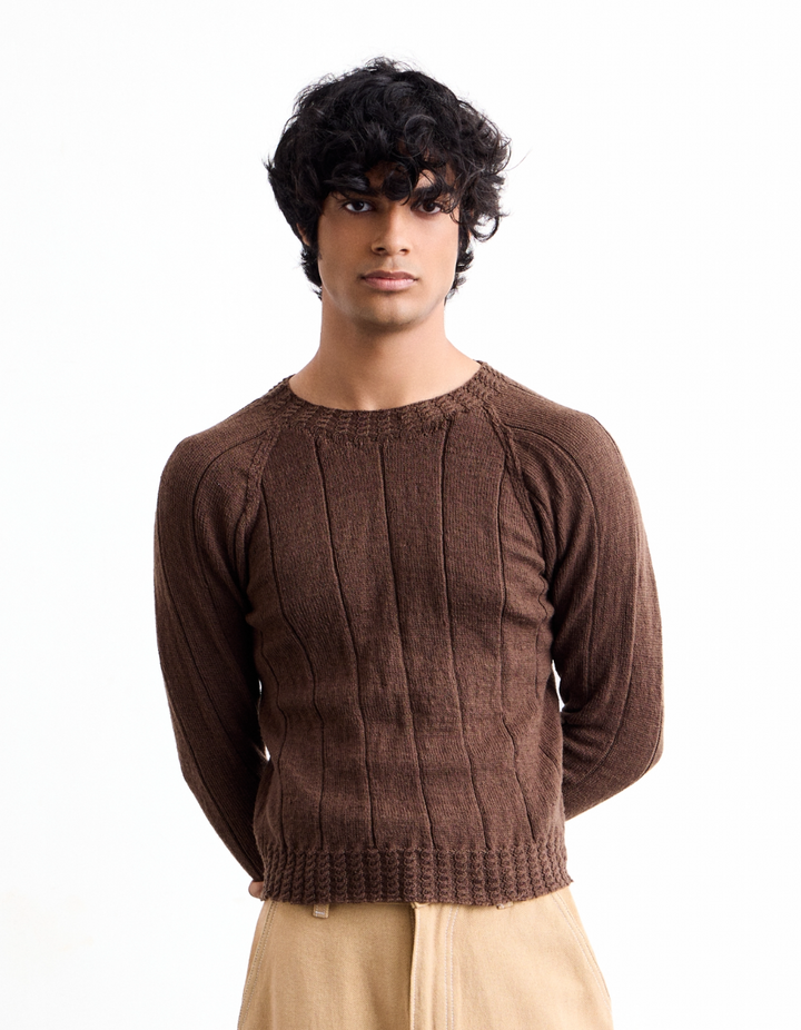Brown Cashmere Hand Knit Sweater