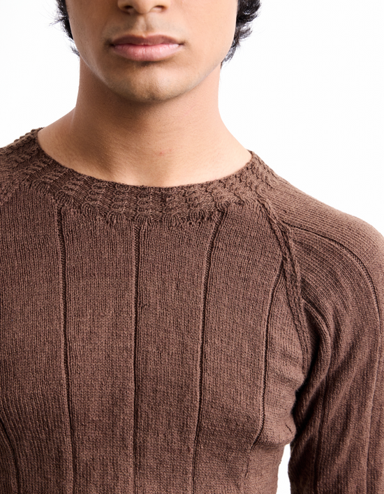Brown Cashmere Hand Knit Sweater