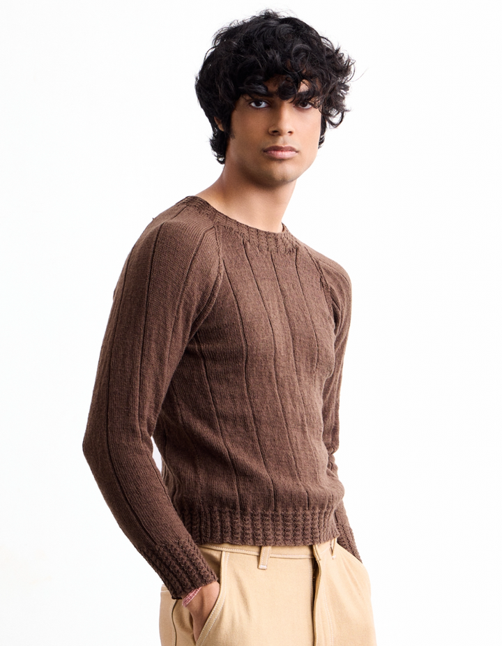 Brown Cashmere Hand Knit Sweater