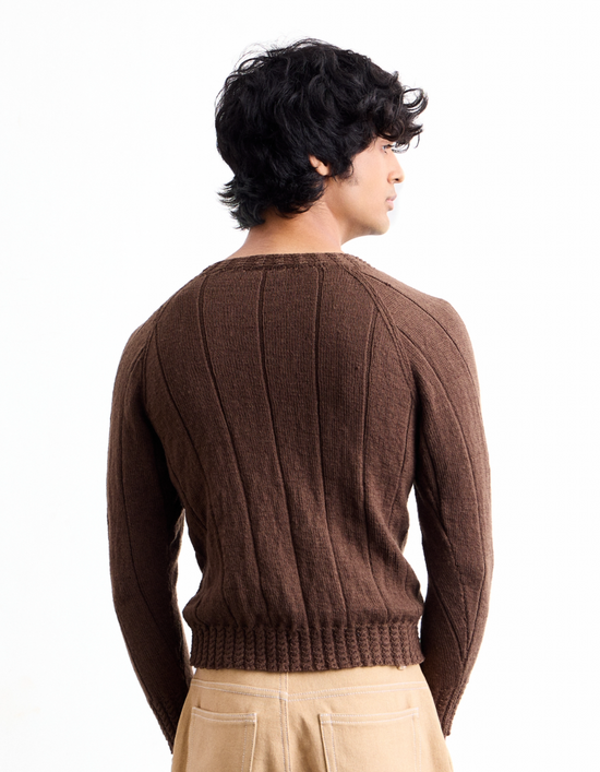 Brown Cashmere Hand Knit Sweater