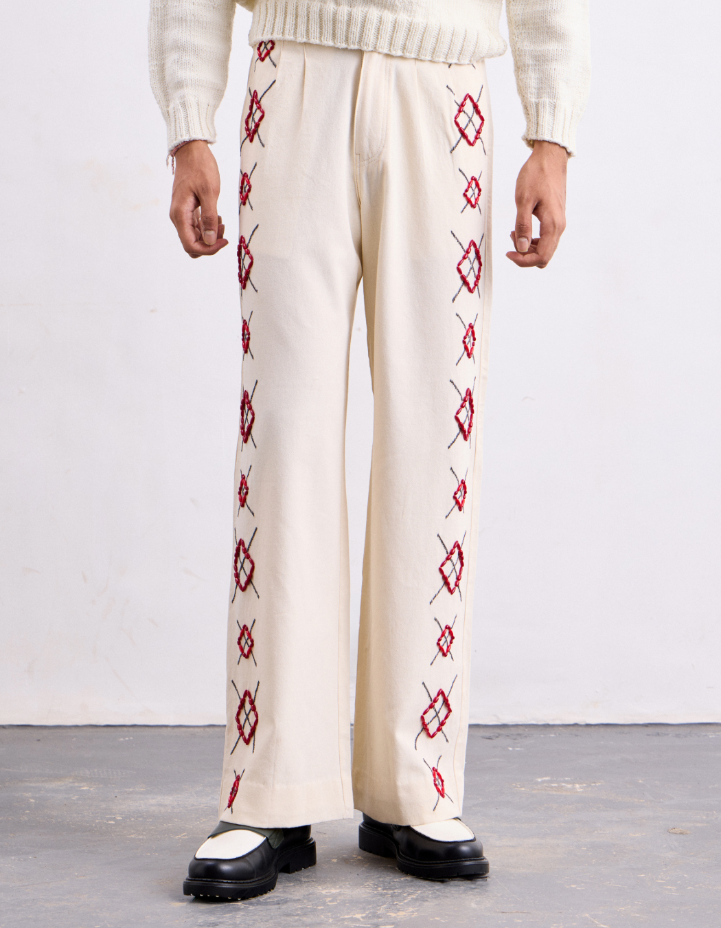 Hamsa Argyle Beading Jeans
