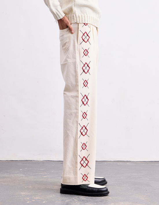 Hamsa Argyle Beading Jeans