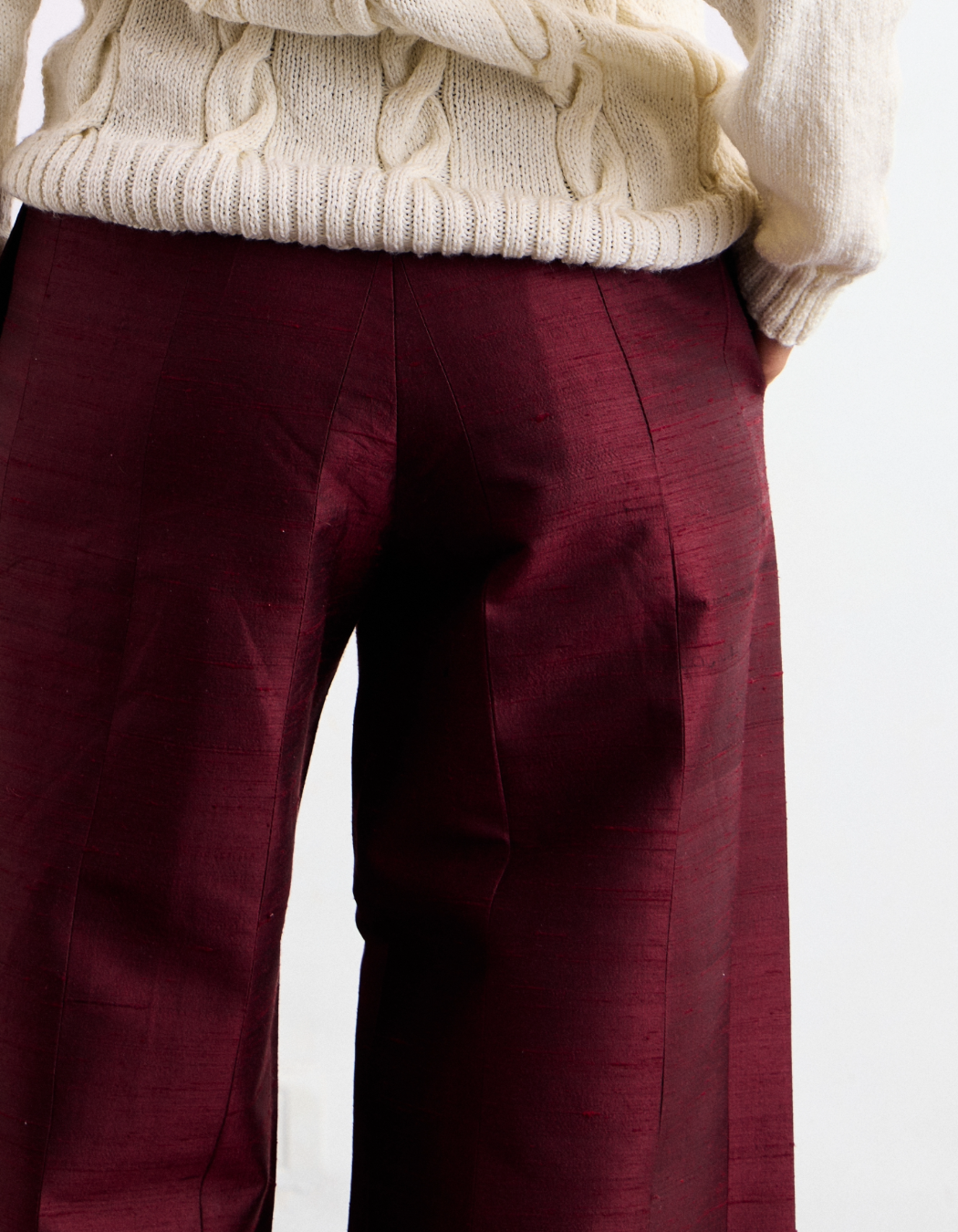 Raw Silk Panel Trousers