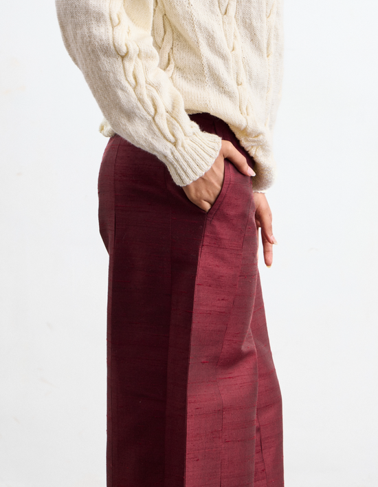 Raw Silk Panel Trousers