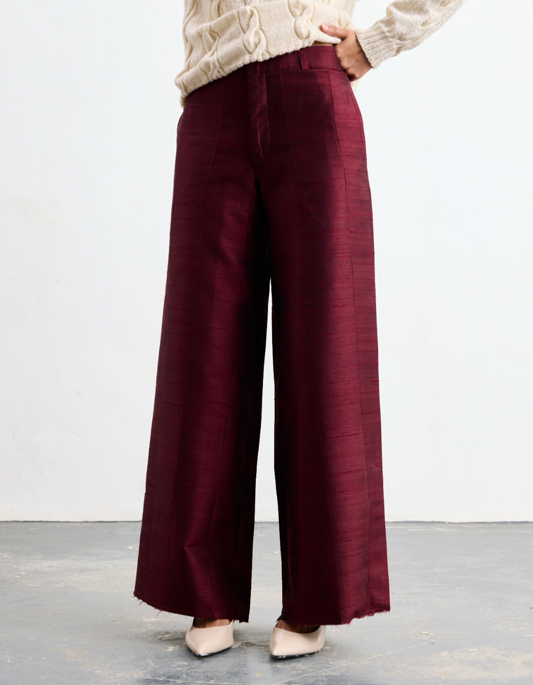 Raw Silk Panel Trousers