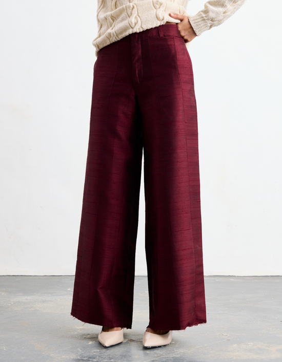 Raw Silk Panel Trousers