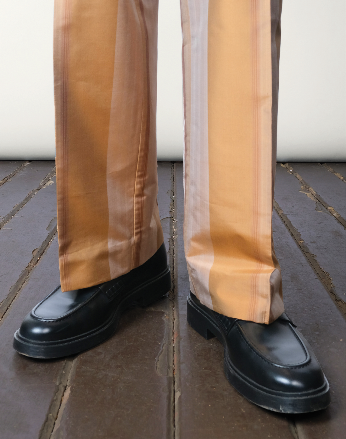 Handloom silk Auric Stripe Trousers by Taarini Anand, lined and hand-finished