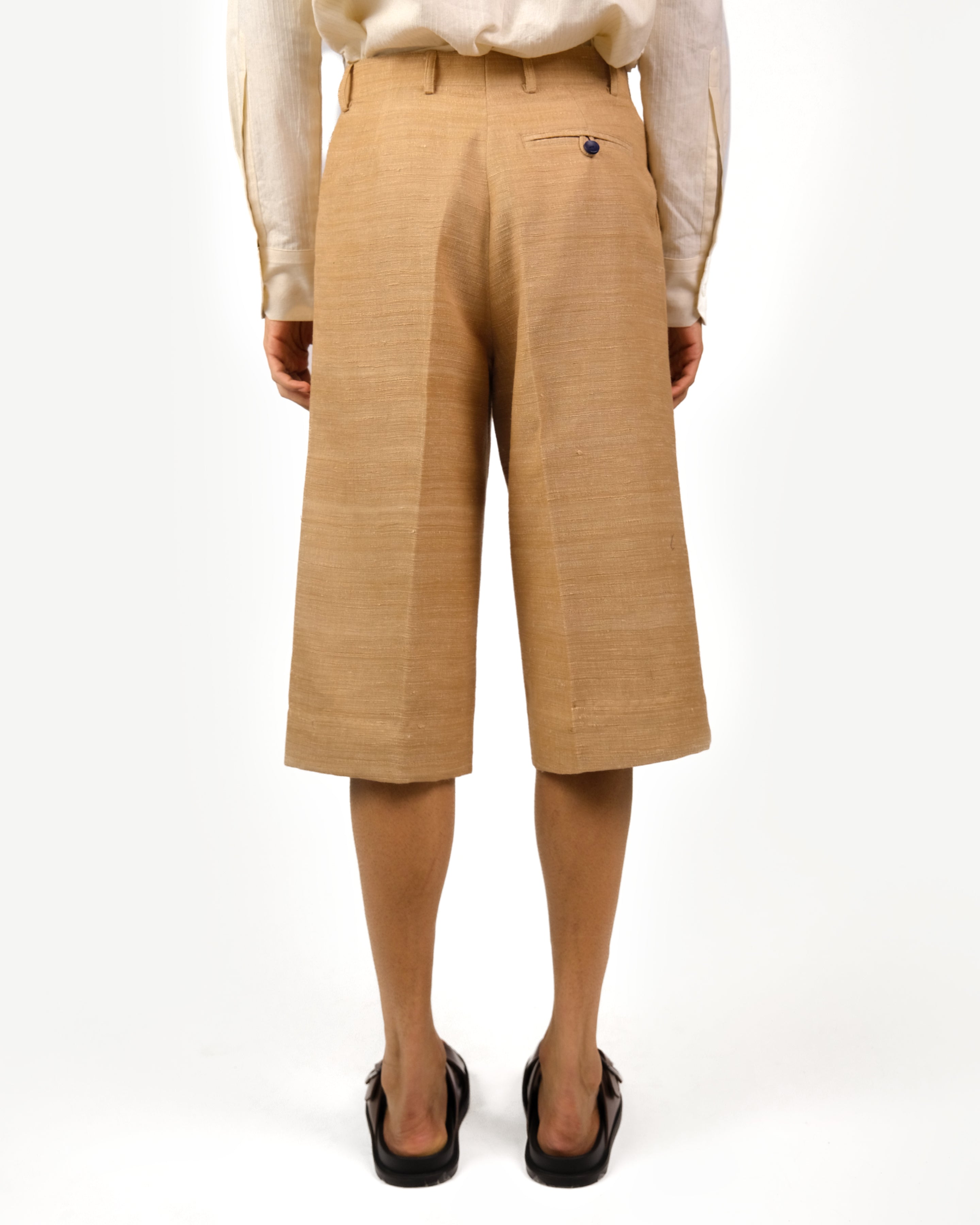 Beige Textured Shorts