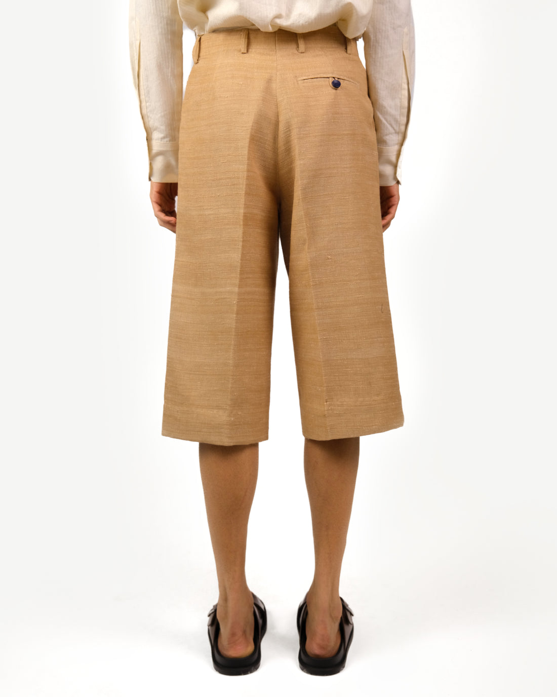 Beige Textured Shorts