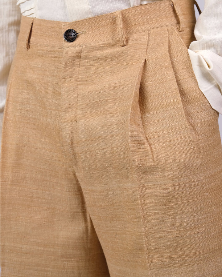 Beige Textured Shorts