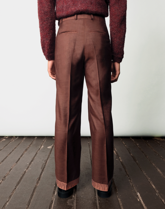 Handloom tussar-cotton Chimera trousers with embroidery by Taarini Anand
