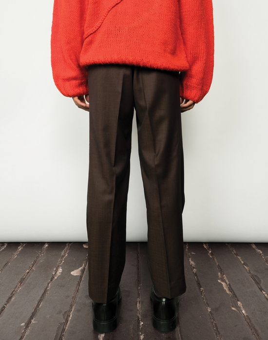 Taarini Anand double box pleat balloon-cut trousers in dark brown