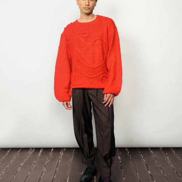 Embroidered Sweater - Red – taarinianand